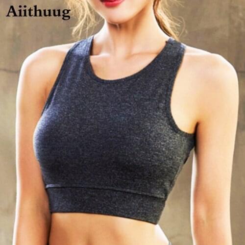 Aiithuug Womens Sports Bra Compression Workout Fitness Gym Removable Padded Activewear Yoga Running Bras Yoga Tank Tops Fitness
