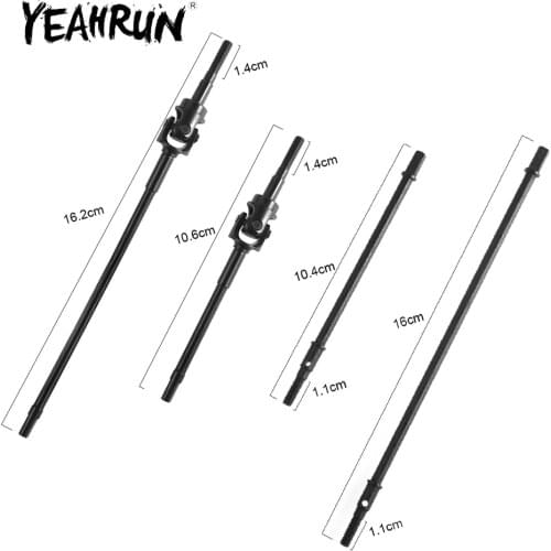 YEAHRUN Hard Steel Front &Rear Axle CVD Drive Shafts for 1/10 RC Crawler Car Axial Wraith 90018 90048 RR10