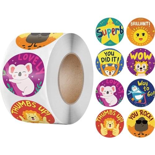 Animals Reward Stickers for Kids 50-500pcs Encourage Seals Labels Scrapbooks Sticker for School Teacher Supplies Cute Stickers