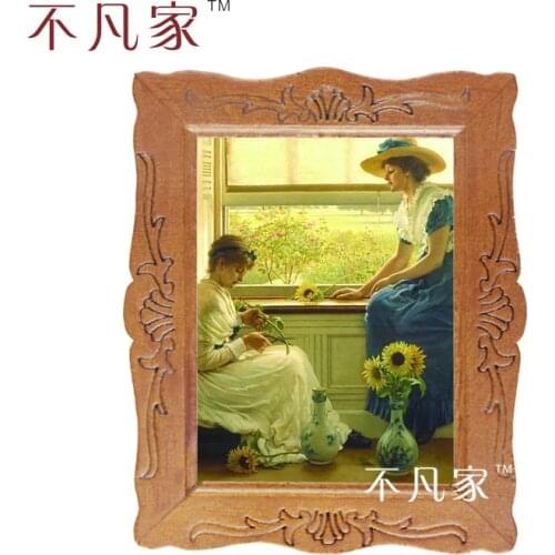 1:12 scale Wholesale miniature classical two beautiful girls oil painting D-17