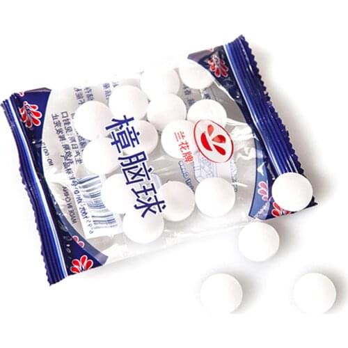 20pcs/pack Natural Mothballs Anti-mold Moth Repellent Camphor Ball Pest Control Wardrobe Clothes Drawer Deodorant Moth TSLM1