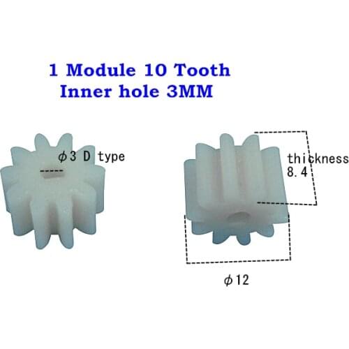 5PCS Nylon gear 1M 10T Plastic gears 1 Module 10 tooth Inner hole 3MM