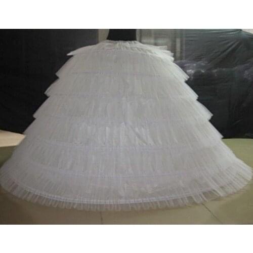 6 Hoops 6 Tulle Tulle White Super Puffy Big Long Petticoats Ball Gown Wedding Dresses Crinoline Adult Women Petticoat 120cm