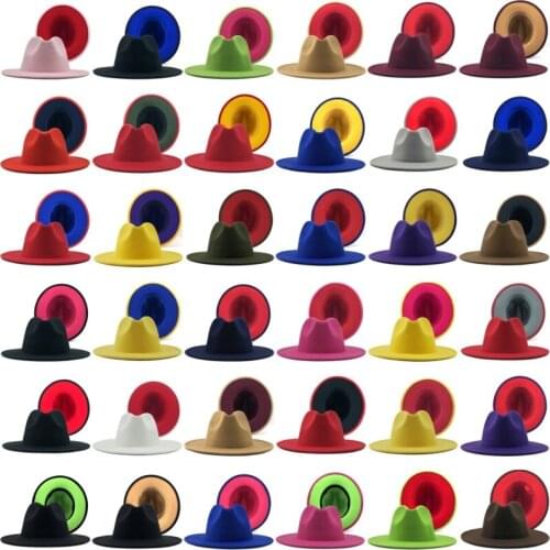 4pcs Men Fedora Hats Women Jazz panama Caps Ladies Wide brim Cap Patchwork Hat mens Girls Trilby Chapeau Man Woman Spring Autumn