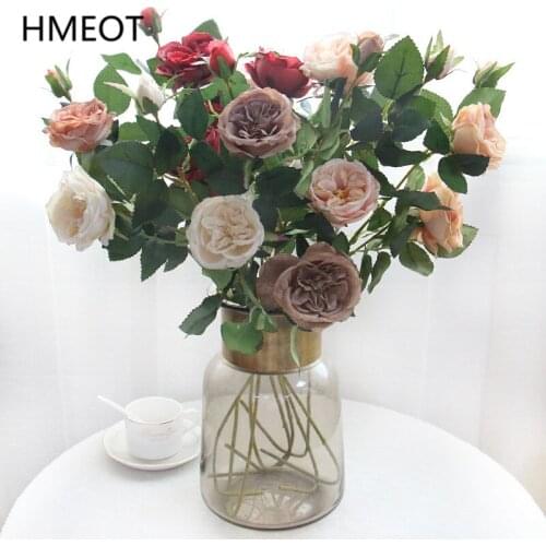 69CM Big Austin Rose Artificial Bouquet Fake Flowers Wedding Flower Arrangement Hand Holding Peony Home Decoration Photo Props