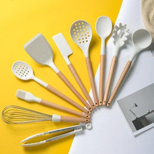 80%HOTHeat-resistant Soup Spoon Hanging Hole Silicone Anti-stick Spatula Food Clip Egg-beater Cooking Utensils for Kitchen