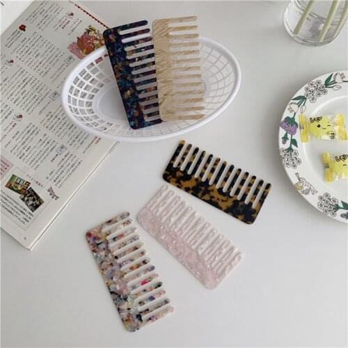 New Portable Marble Hair Massage Comb Bristle Women Wide Tooth Hair Brush Salon Hairdressing Styling For ANTI-STATIC Hair Comb