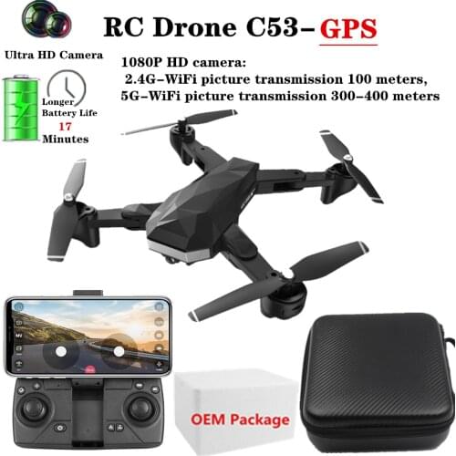 C53-GPS 4K RC Drones with 1080P 5G WiFi HD Camera Helicopter Altitude Hold Foldable Follow Me Quadcopter VS XS812 SG907 Dron Toy
