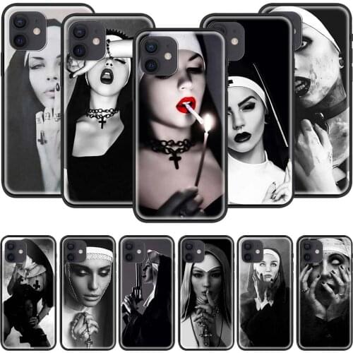Phone Case For iPhone 11 12 Pro Max Mini 7 8 Plus XR SE 2020 X XS 6 6S 5 5S Soft Silicone Back Cover Evil Sister Nun Funda Capa