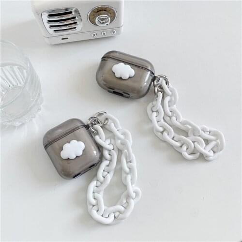 3D Acrylic Bracelet Hard Plastic Clouds Case for Airpods 1 2 Pro 3 Wireless Bluetooth Headset Transparent Cover Gift