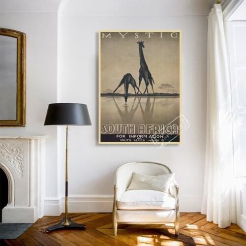 Mystic Inform South Africa elephant scenery Vintage Classic Retro Decorative Poster DIY Wall Canvas Stickers Posters Home Decor