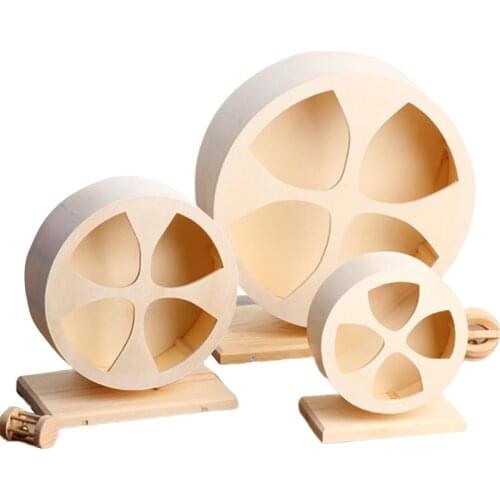 Wooden Silent Pet Exercise Running Wheel Toy for Golden Hamster Hedgehog Chinchilla