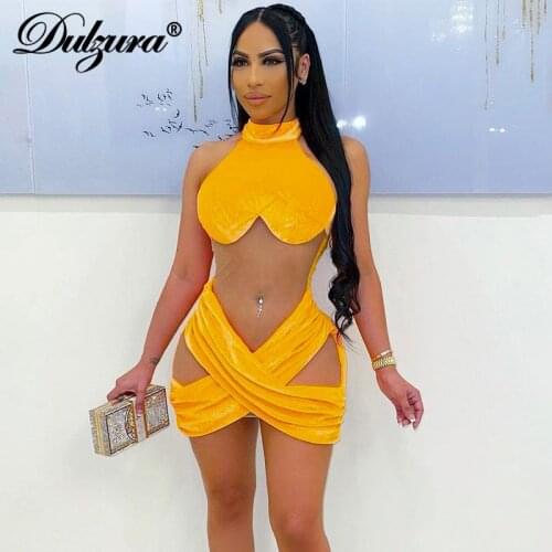 Dulzura Velvet Mesh Patchwork Women Sleeveless Mini Dress Cross See Through Sheer Bodycon Sexy Streetwear Party Club 2021 Summer