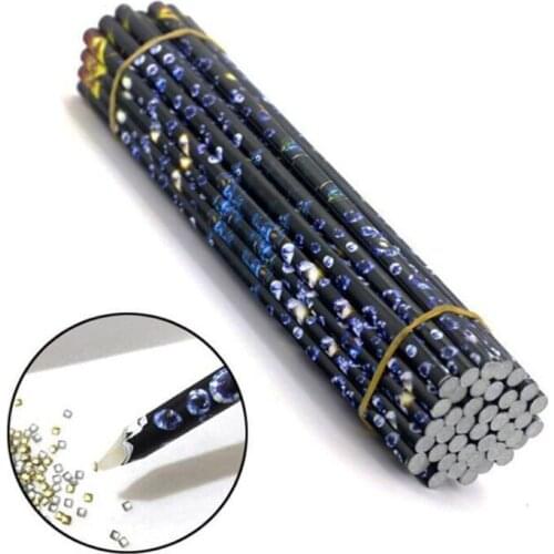 1Pc Rhinestone Picker Pencil Nail Dotting Wax Pen Crystal Acrylic Handle Self Adhesive Resin Picker Pencil Gem Pick Up Tool