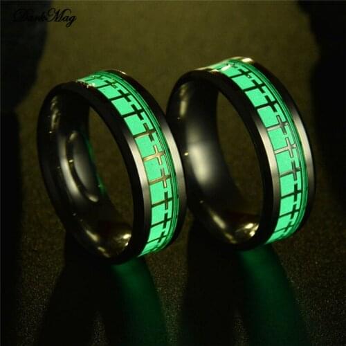 DarkMag 2020 Fashion Ring CrossLuminous Rings Glow In Dark Rings Finger Ringe Man Hand Jewelry
