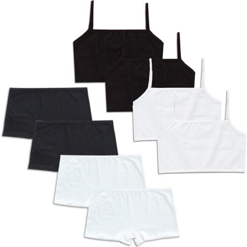 Teens bra set girls Underwear Camisole Cotton Hipster 8-12Y Kids Adjustable sling Big Girls Training summer Sport