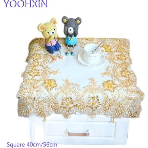 TOP lace beads gold embroidery place table mat cloth pad cup mug plate doilies dining dish tea glass coaster placemat kitchen