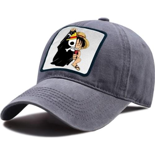 Outdoor Summer Adjustable Snapback Hat One Piece Cartoon Luffy Baseball Caps Unisex Cotton Riding Hat Hip Hop Funny Baseball Cap