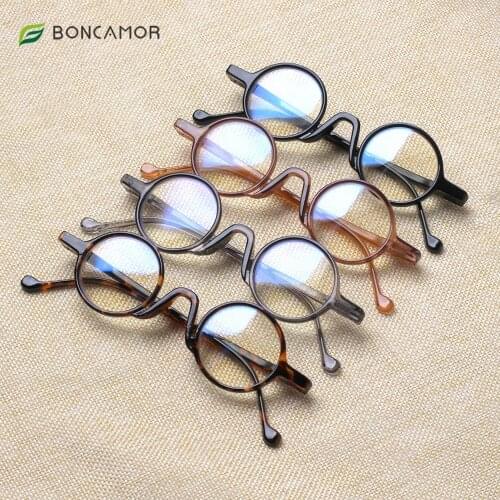 Ordinary Male and Female Computer Reading Glasses,Fashionable Hinge Design, Elegant Retro Style Round Plastic Spectacle Frame