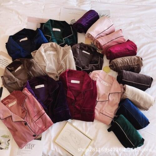 2020 Autumn and Winter Korean Version of the Solid Color Gold Velvet Pajamas Women Long Sleeve Cardigan