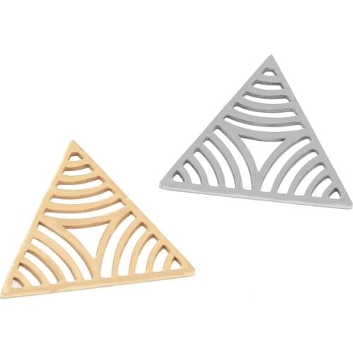 New gold/silver tone Stainless Steel Hollow Pendant Charms Triangle Pendants for Earring Necklace DIY Jewelry