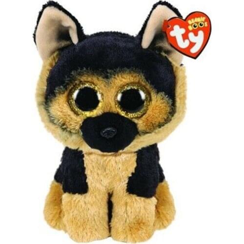 15CM Ty Beanie Spirit Glittery Gold Big Eyes Black And Brown Silky Fur Dog German Shepherd Toys Doll Childrens Birthday Gifts