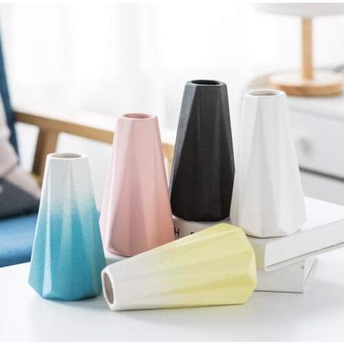 Modern Ceramic Vase Wide Mouth White Simple Black Living Room Crafts Home Decorative Flower Vase