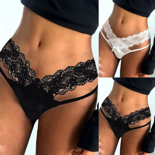 Sexy Women Bandage Hollow Out Lace Thong Panties Lingerie T back Lingerie Soft Comfortable Bowknot Underwear Gift Трусики
