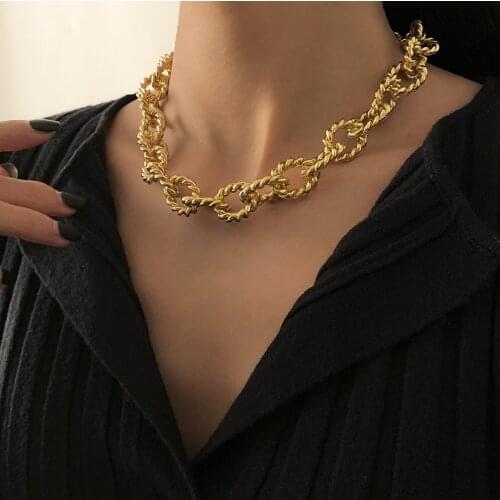 High Quality Punk Twisted Chain Necklace for Women Gold Silver Color Rope Chain Chunky Thick Chain Necklace Party Jewelry Gifts