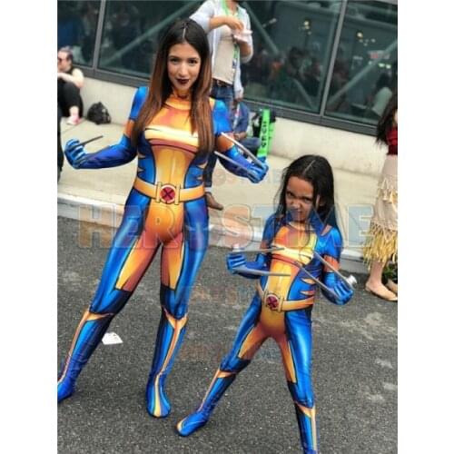 X-23 Laura Kinney X-men Cosplay Costumes 3D Print Xmen Spandex Female/Grils Kids Superhero Zentai Catsuit Custom Made
