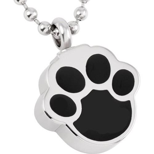 MJD8155 Dog Paw Print Pet Keepsake Jewelry Memorial Animal Urn Ash Keepsake Necklace Cremation Jewelry