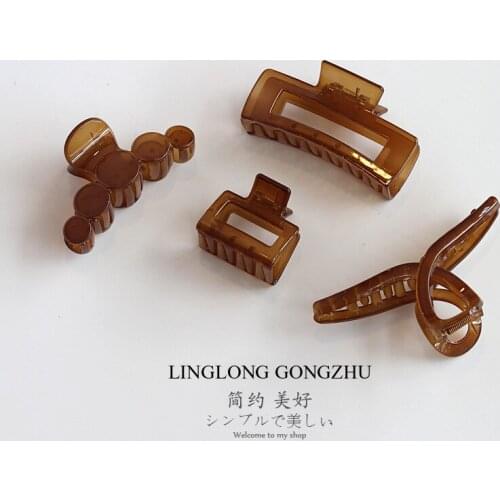 Brown elegant catch clip Korean ins blogger wash your face and go out shark clip bath plate hairpin hair accessories female