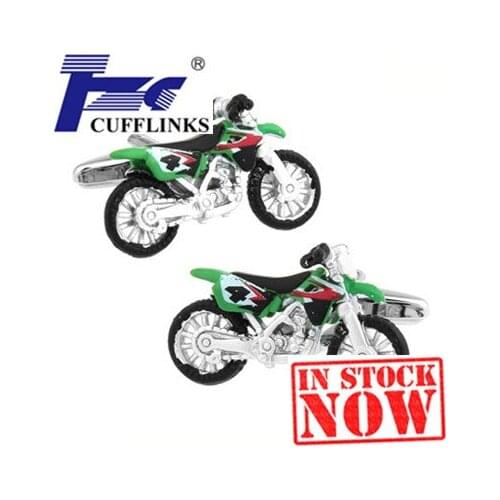 Green Motorcycle Cufflink Cuff Link 2 Pairs Free Shipping Promotion
