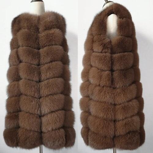 Natural Real Fox Fur Vest Natural Fur Coat For Jacket female coats Vest Waistcoat long Fur Coats Real Fur Coat Fox Vest Jacket