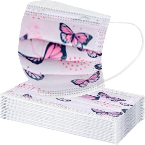 10/20pcs Trending Butterfly Print Designer Face Maks Kids Disposable Face Maks Halloween Cosplay Mascarillas Mondkapjes Masker