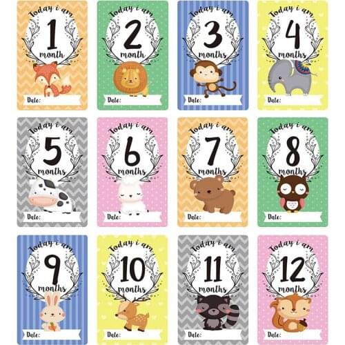 12 Pcs / Set Milestone Photo Sharing Cards Gift Set Baby Age Cards Baby Milestone Cards Baby Photo Cards