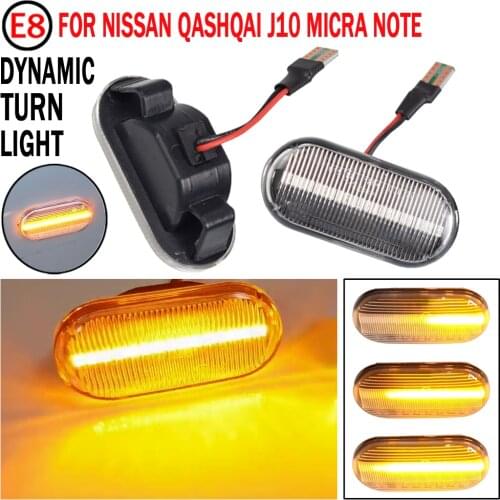 2pcs For Nissan Tiida C11 Note E11 NE11 Micra K12 NP300 Navara D40 Qashqai J10 LED Dynamic Side Marker Turn Signal Lights