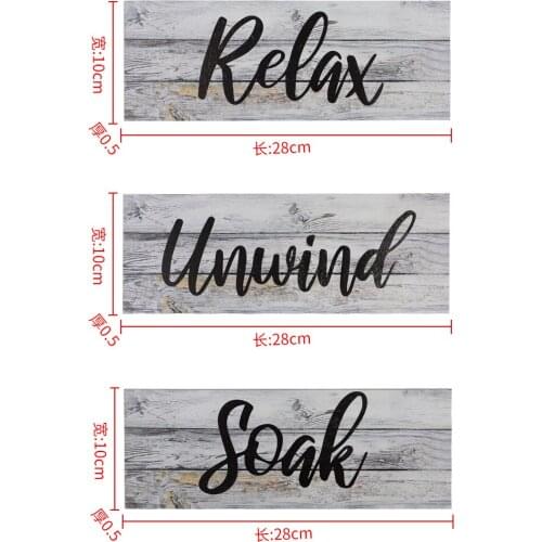 3PCS Soak Relax Unwind Wood Sign Cutout Wooden Letter Sign DIY Words Decorative Signs for Wreath Home Door Wall Art Decoration