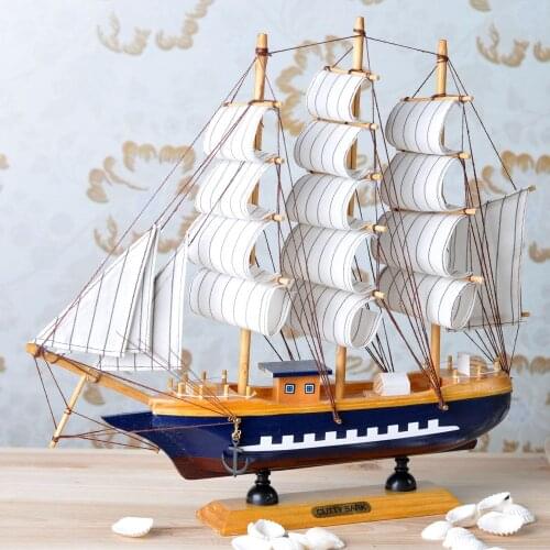 32Cm Sailboat Decoration Home Decoration Living Room Interior Wine Cabinet Office Modern Handmade Wood Products