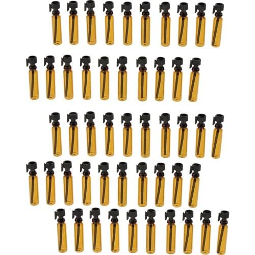 50x 1ml Amber Empty Glass Bottles Mini Vials Refillable Containers Fragrance