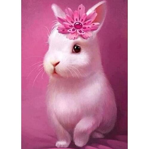 DIY Diamond Painting Cross Stitch,5D Diamond Embroidery, Lovely Rabbit, Cartoon, Animal, Diamond Mosaic Pattern Decorative Craft