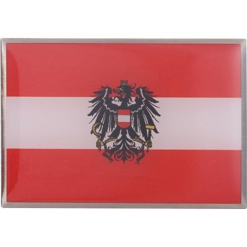 Austria Flag Pin with Eagle Shield Crest Badge