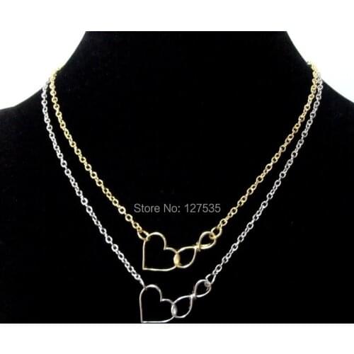 Free shipping 12 pcs/lot latest fashion metal quality Infinity & heart pendant necklace Infinity charm necklace