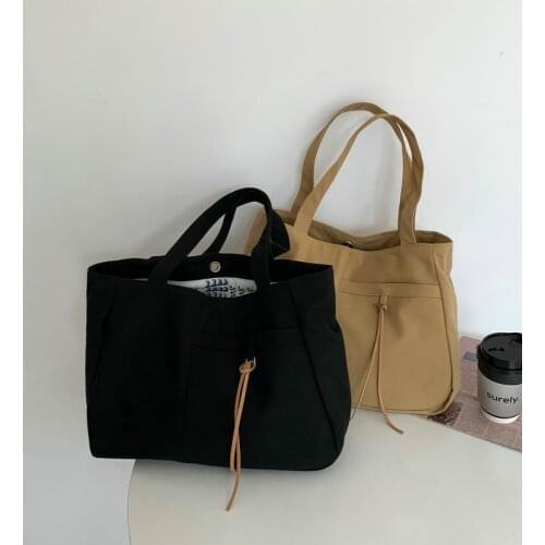 Large-capacity Lazy Canvas Shoulder Bag Shopping Handbag Simple Art Female Fashion Trend Soild Color