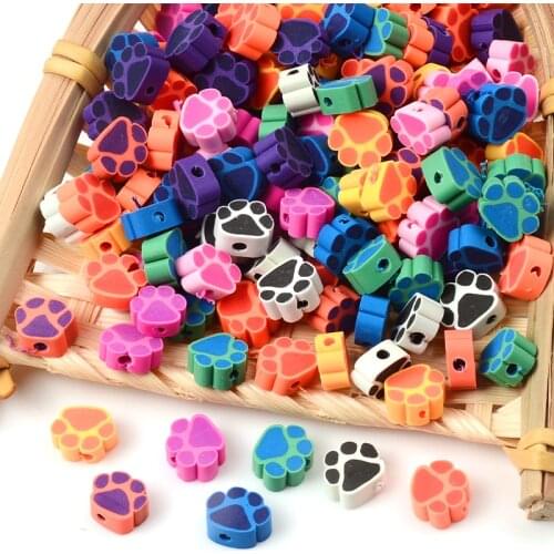30pcs10mm Different Footprint Shape Polymer Spacer Loose Clay Beads for Jewelry Making Bracelet DIY Accessories