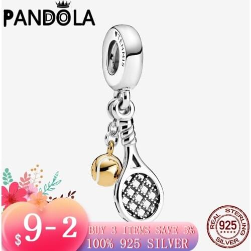 2021 new 925 Sterling Silver Tennis Racket & Ball Dangle Charms Beads Fit Original Pandora Bracelets Fashion Jewelry Gift