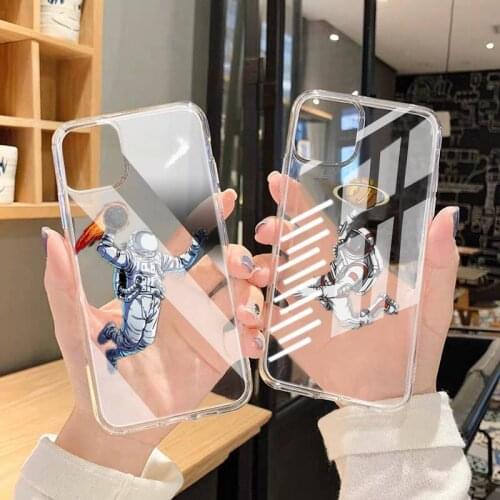 Basketball Space Astronaut Fire Phone Case Transparent Case For Iphone 6 6s 7 8 Plus XR X XS XSmax 11 12 Pro Mini Max