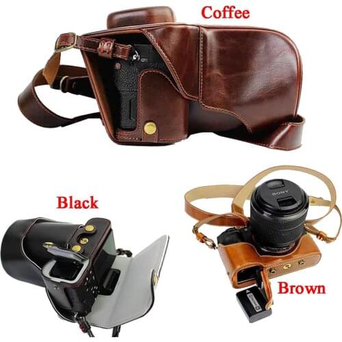 New Luxury Pu Leather Camera case For Sony A7II A7 Mark 2 A7R2 A7R II Camera Bag Cover With Strap Open battery design