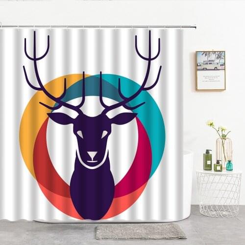 Color Personality Elk Head Shower Curtains Fantasy Cartoon Animals Bathroom Decor Curtain Home Art Decor Wall Bathroom Products