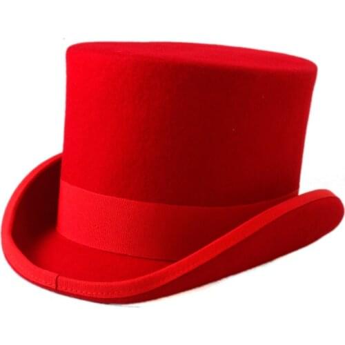 Children 100% Wool Top Hat For Girl Boy Fedoras Hatter Magician Hat Kids Sam Beaver Church Hat For 4-12 Years Top 13.5CM